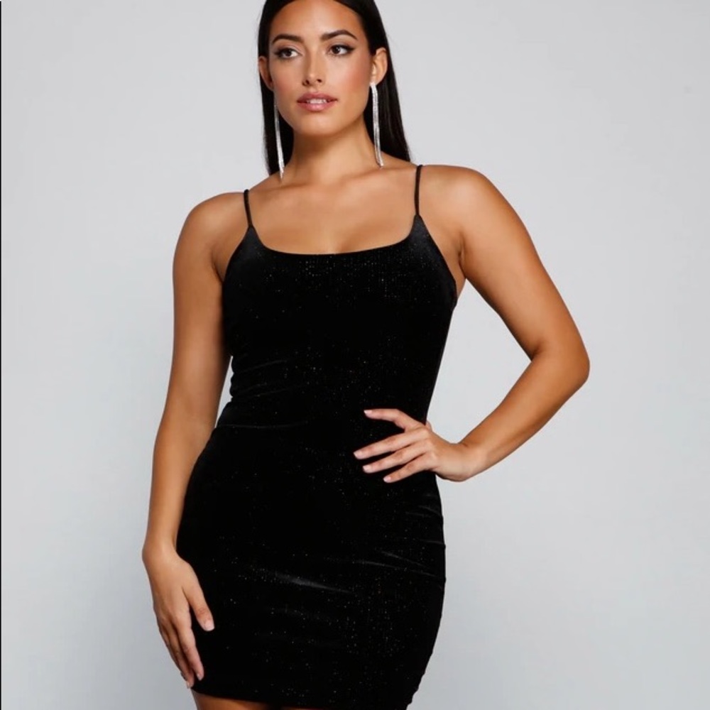 Shine On Glitter Velvet Mini Dress | Windsor